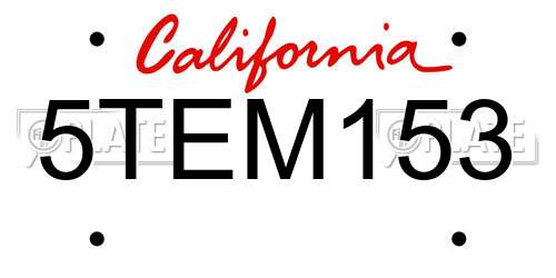 5TEM153 California License Plate