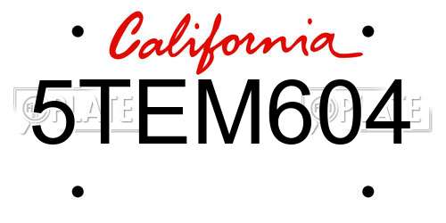 5TEM604 California License Plate