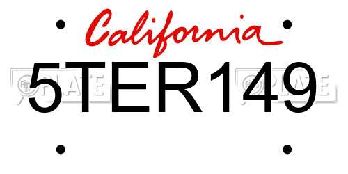 5TER149 California License Plate