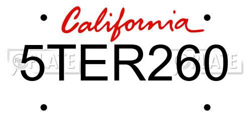 5TER260 California License Plate