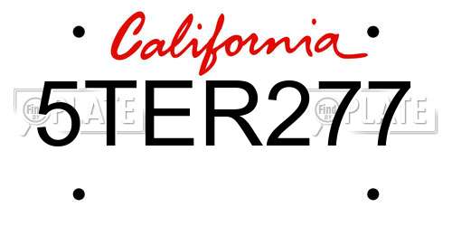 5TER277 California License Plate