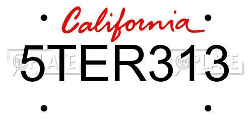 5TER313 California License Plate