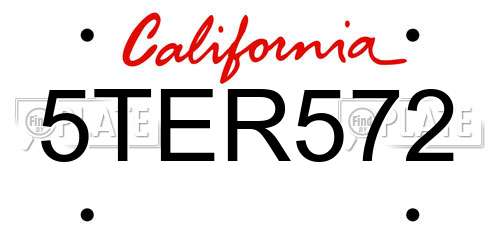 5TER572 California License Plate