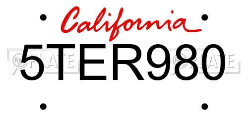 5TER980 California License Plate