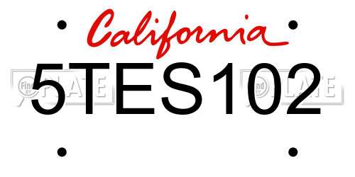 5TES102 California License Plate