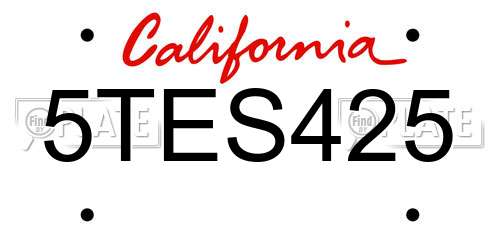 5TES425 California License Plate
