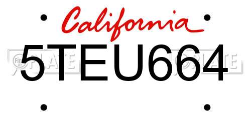5TEU664 California License Plate