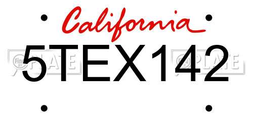 5TEX142 California License Plate