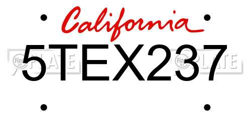 5TEX237 California License Plate