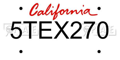 5TEX270 California License Plate