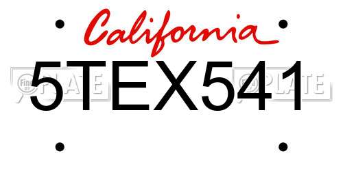 5TEX541 California License Plate