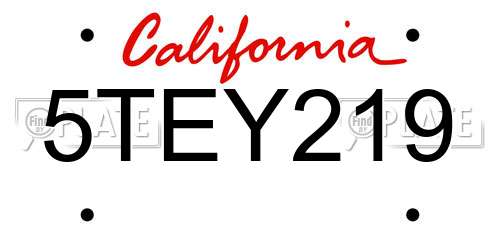 5TEY219 California License Plate