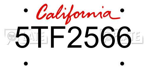 5TF2566 California License Plate