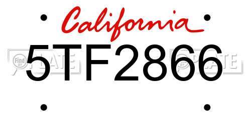 5TF2866 California License Plate