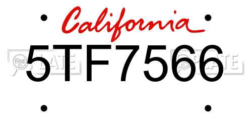 5TF7566 California License Plate