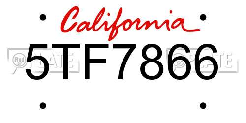 5TF7866 California License Plate
