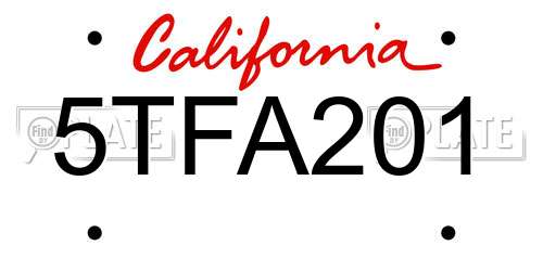 5TFA201 California License Plate