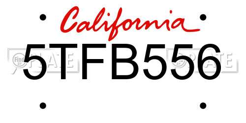 5TFB556 California License Plate