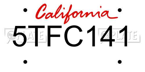 5TFC141 California License Plate