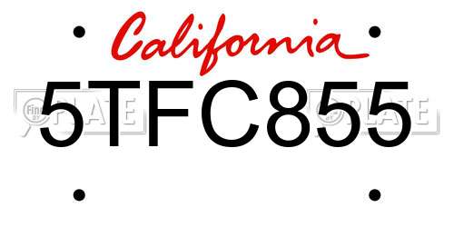 5TFC855 California License Plate