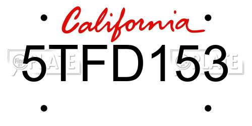 5TFD153 California License Plate