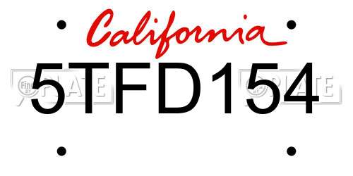 5TFD154 California License Plate