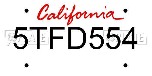 5TFD554 California License Plate