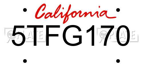 5TFG170 California License Plate