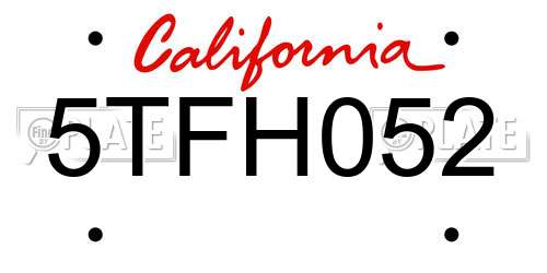 5TFH052 California License Plate