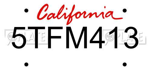 5TFM413 California License Plate