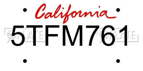 5TFM761 California License Plate