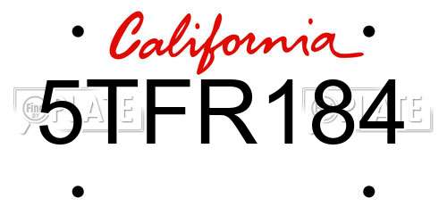 5TFR184 California License Plate