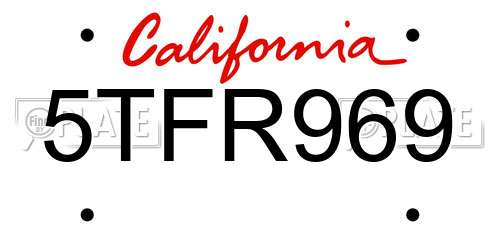 5TFR969 California License Plate