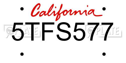 5TFS577 California License Plate