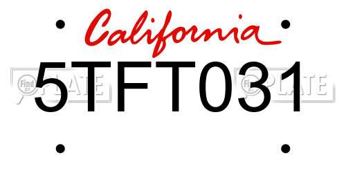 5TFT031 California License Plate