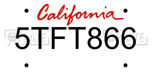 5TFT866 California License Plate