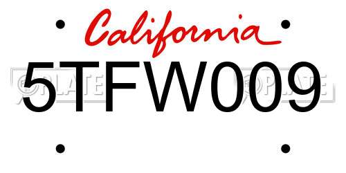 5TFW009 California License Plate