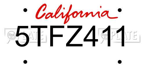 5TFZ411 California License Plate