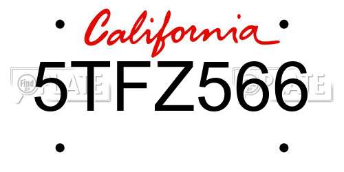 5TFZ566 California License Plate