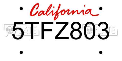 5TFZ803 California License Plate