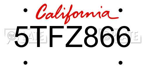5TFZ866 California License Plate