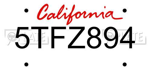 5TFZ894 California License Plate