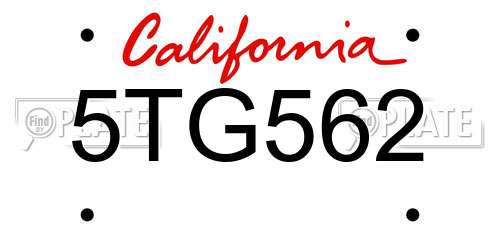 5TG562 California License Plate