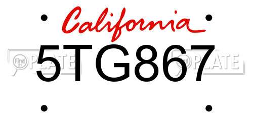 5TG867 California License Plate