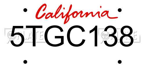 5TGC138 California License Plate