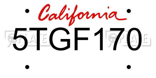 5TGF170 California License Plate