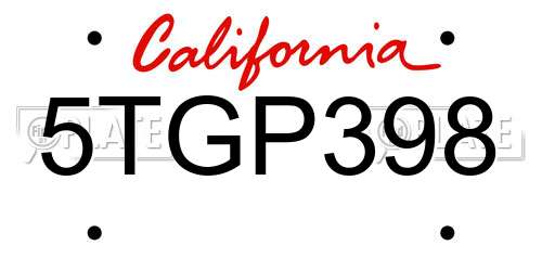 5TGP398 California License Plate