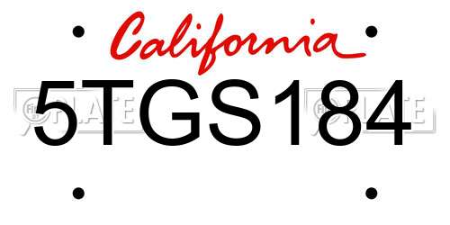 5TGS184 California License Plate