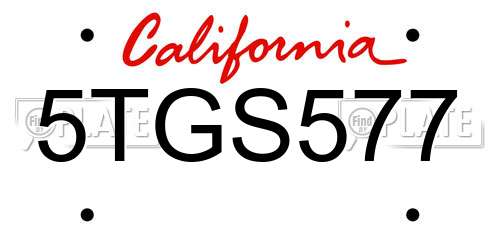 5TGS577 California License Plate