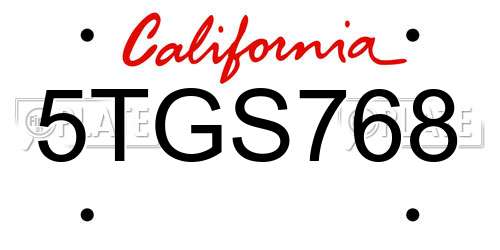 5TGS768 California License Plate